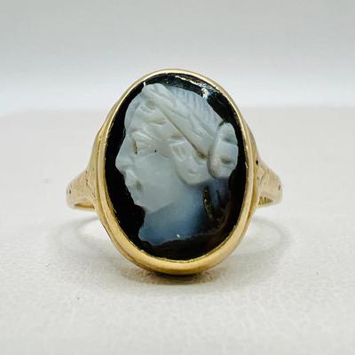 14K Gold Cameo Ring — Size 4.75