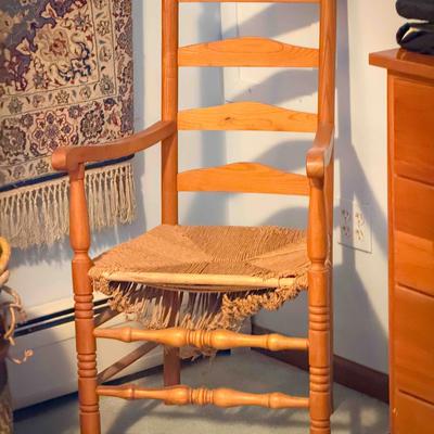 Ladder-Back Chair With Frayed Wicker