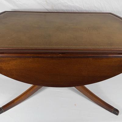 Leather Inlay - Mahogany - Drop Leaf Coffee Table 