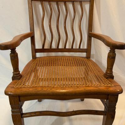 Oak Dining Armchair with Cane Seat