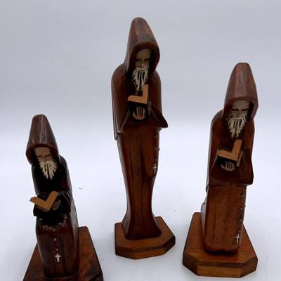 Hand Carved Wooden Monks