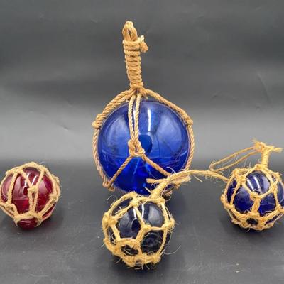 Glass Fishing Floats - Set of Four (4) - 3” & 6” 