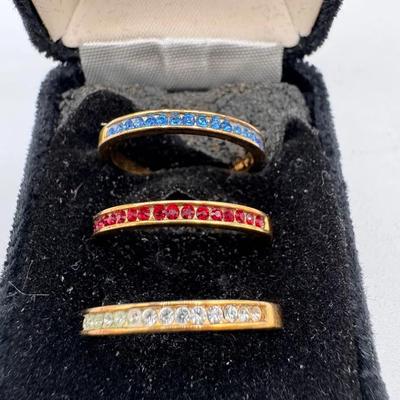 Gold Plated 925 Sterling Silver Rings, Qty 3