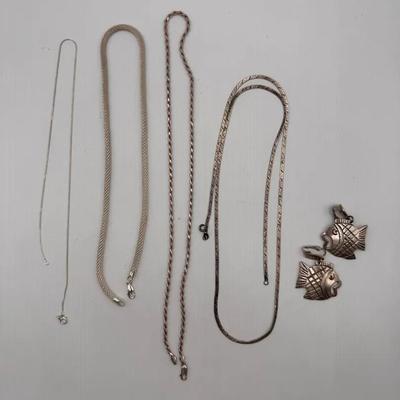 925 Sterling Silver Necklaces and Fish Earrings