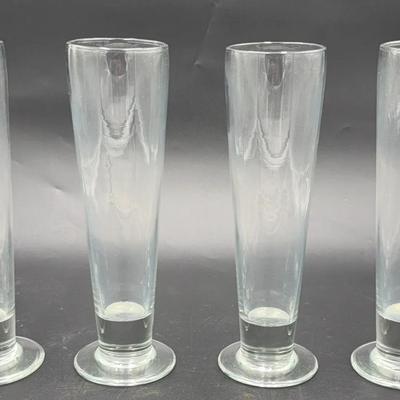 Set of Four (4) Footed Pilsner Beer Glasses