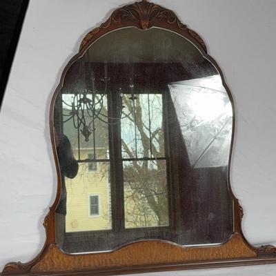 Antique Carved Wood Mirror for Wall or Dresser 