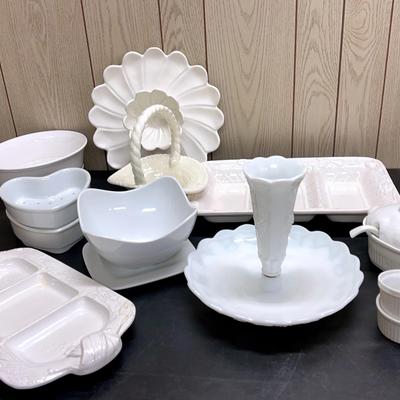 Collection of White Ceramic Serving Pieces