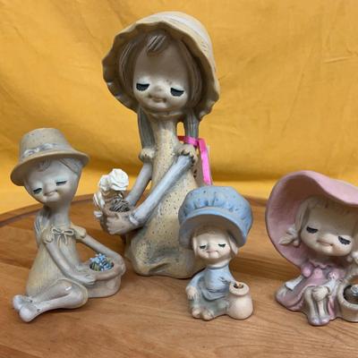 Vintage UCTCI Japan ceramic moppet figurines, set of four