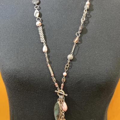 Contemporary Chico's statement necklace with mixed beads and stones