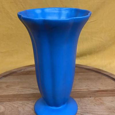 Vintage blue Catalina Pottery vase 10” tall
