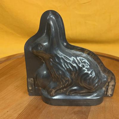 Vintage tin chocolate mold in the shape of a rabbit