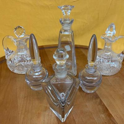 Vintage crystal cut glass bottles 