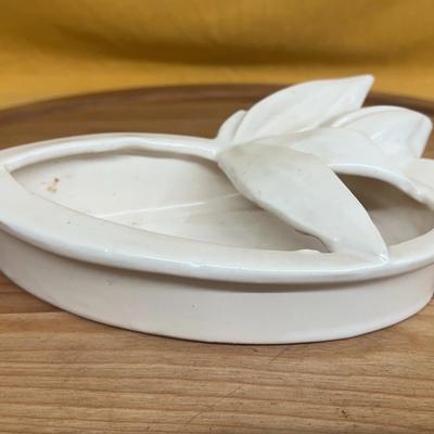 Vintage McCoy white ceramic Lily Bud Console Dish