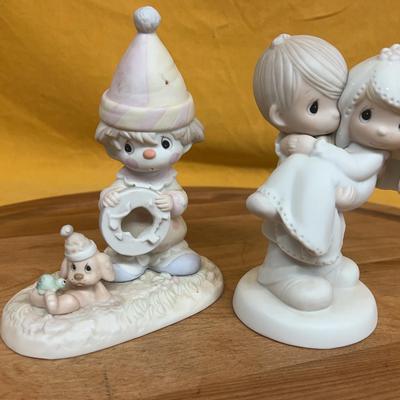Vintage Precious Moments porcelain figurines, "Bless You Two" & “The Lord Will Carry You Through”