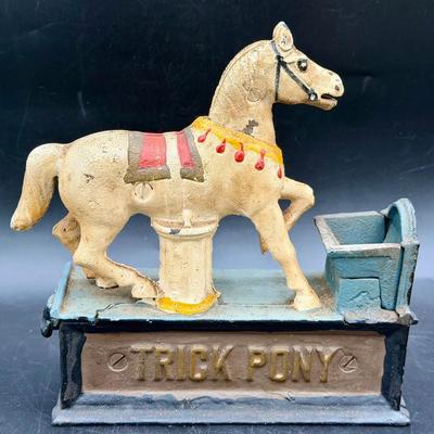 “Trick Pony" mechanical cast iron coin bank