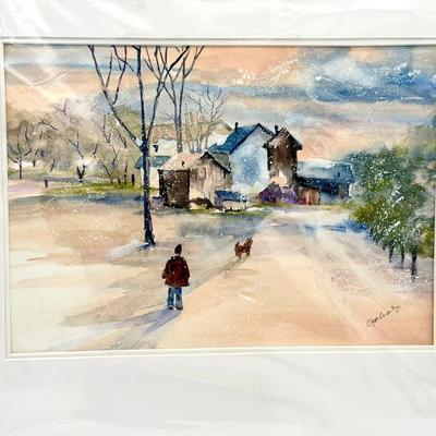 Signed Anna Ozolins Watercolor Painting 