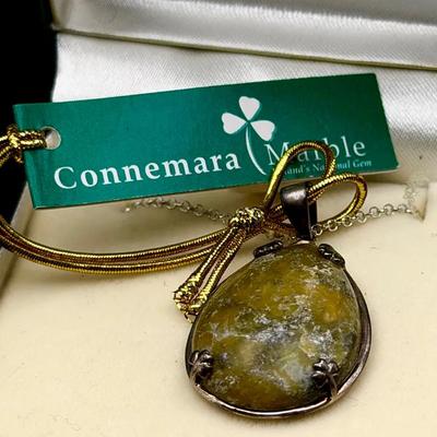 Sterling Silver & Connemara Marble Irish Necklace