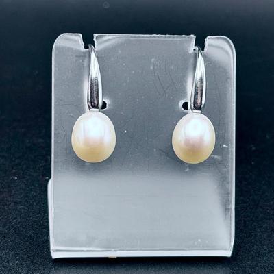Signed Pearl & Sterling Silver Honora Earrings 