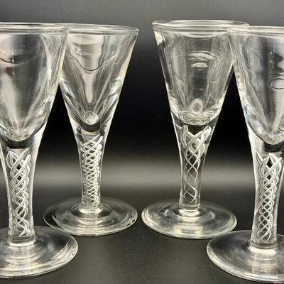 (4) UV Reactive Twist Wine Glasses