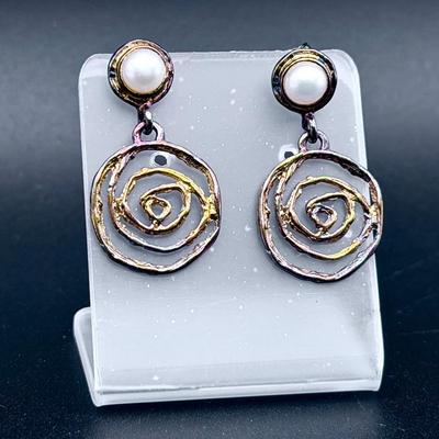 Signed Sterling Silver Rose Earrings