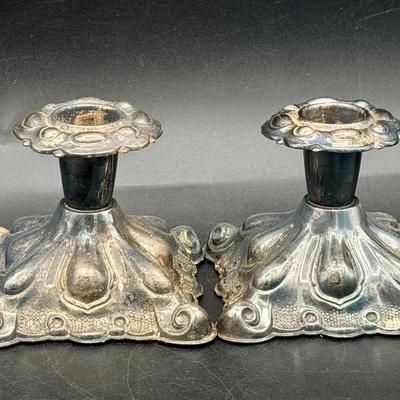 (2) vintage silver-plated candlesticks
