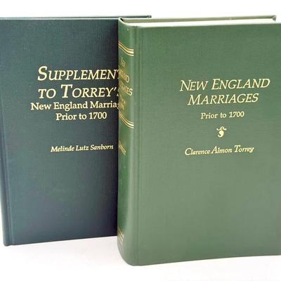 (2) New England Marriages Prior to 1700 + Supplement to Torrey’s New England Marriages (Genealogical