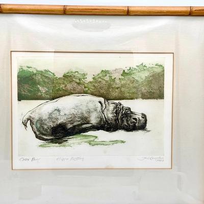 Signed Jack Coughlin “Hippo Resting” Color Proof Print