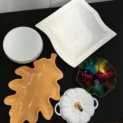 Assorted Decorative Serving Dishes & Seasonal Pieces Lot