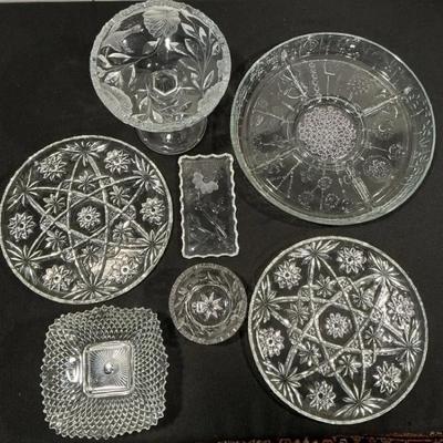 Vintage Pressed & Cut Glass Serving Pieces Lot
