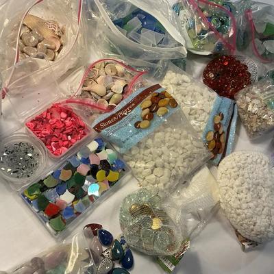 Assorted Lot Of Decorative Stones/Marbles/Sea Glass/Shells