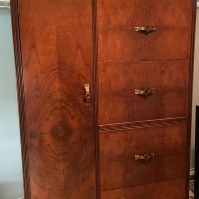Vintage Art Deco Wardrobe Cabinet