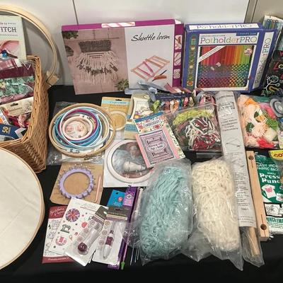 Large Lot of Yarn, Craft Loops, Punch Needle & Embroidery Supplies
