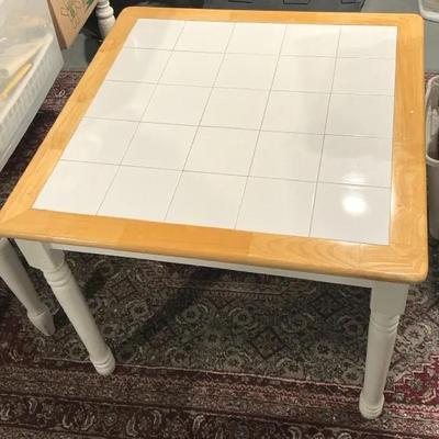 Tile-Top Farmhouse Table with White Legs