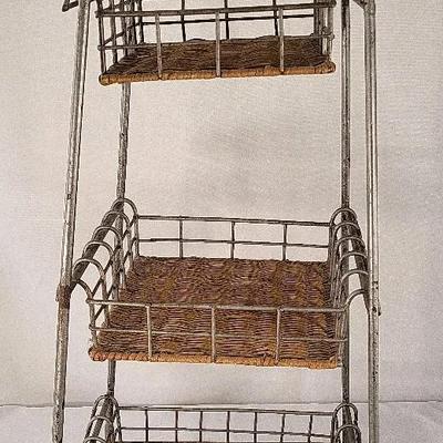 Metal Rattan 3 Tiered Basket Stand