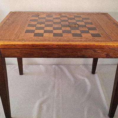 Early 20th Century Crafted Multi Wood Game / Chess Table
