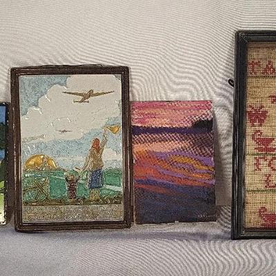 Mixed Art Lot - Delft Cloisonne, Cross-stitch, Artists Signed