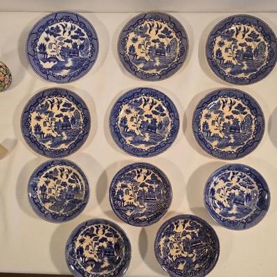 Blue Willow Pattern Plates, Bowls, Millefiori Murano Glass Picture