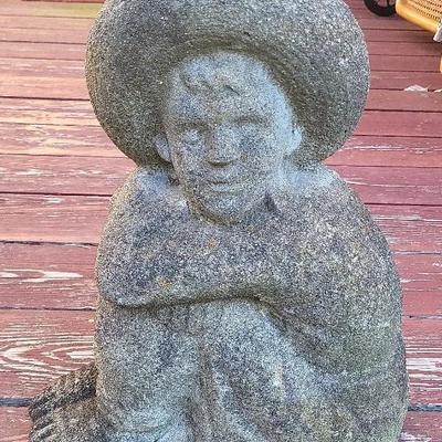 Vintage Pancho Sombrero Boy Outdoor Statue