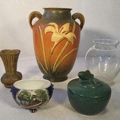 Roseville Lily Vase, Other Marked and Unmarked Vintage Ceramics