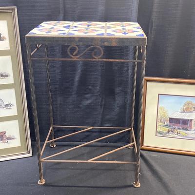 Tiled Metal Shelf and Local Barn Prints