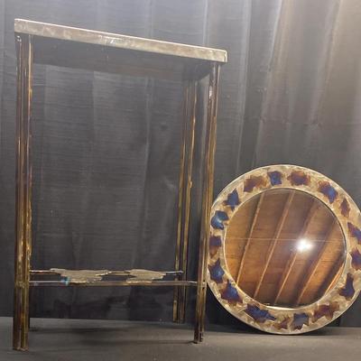 Decorative Metal Shelf and Mirror 