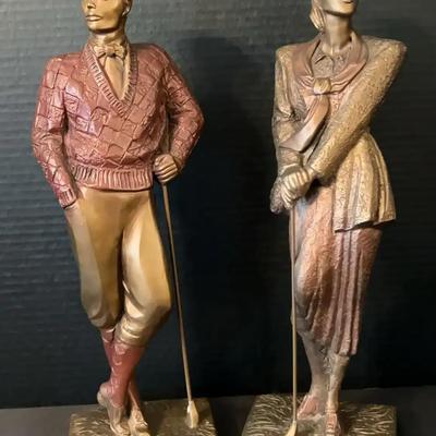 Austin Sculptures 1989 Male & Female Golfers, 16"