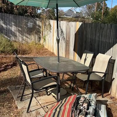Hampton Bay Outdoor Patio Table, Chairs & Umbrella