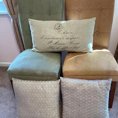 Pair of Upholstered Accent Chairs With Pillows