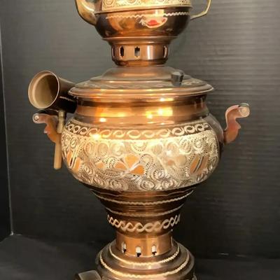 Persian Brass Samovar With Teapot