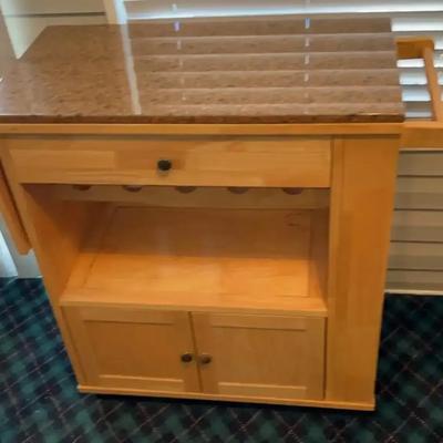 Granite-Top Kitchen Island With Storage