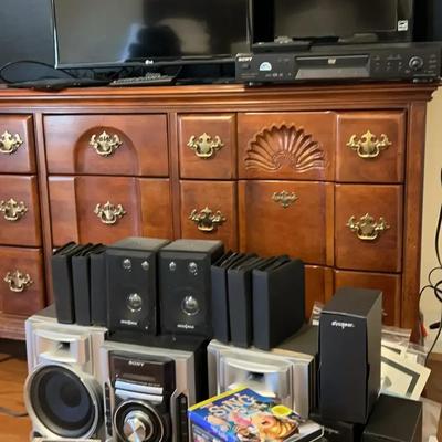 Two TVs, Sony DVD Player & Hi-Fi System with DVDs and CDs