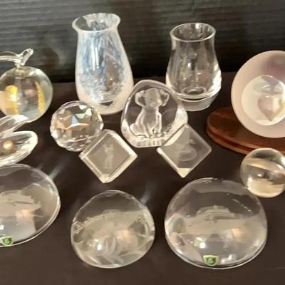 Crystal Paperweights Featuring Burns Crystal Scotland & Decorative Vases