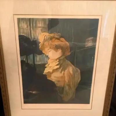 Framed Signed & Numbered Lithograph “La Modiste” After Toulouse-Lautrec