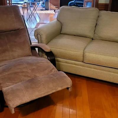 Smith Brothers Tan Loveseat & Catnapper Swivel Glider Recliner